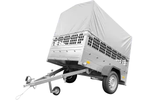 Remorque pour permis B Garden Trailer 201 KIPP 500 kg 200 x 125 cm [avec rehausses grillagées, bâche haute, arceau et roue jockey]