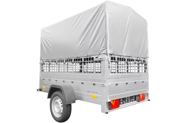 Remorque pour permis B Garden Trailer 201 KIPP 500 kg 200 x 125 cm [avec rehausses grillagées, bâche haute, arceau et roue jockey]