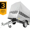 Remorque pour permis B Garden Trailer 201 KIPP 500 kg 200 x 125 cm [avec rehausses grillagées, bâche haute, arceau et roue jockey]