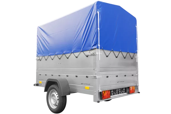 Remorque simple essieu 200x125 avec bâche haute, arceau, rehausses de ridelles et roue jockey - Garden Trailer 201 KIPP