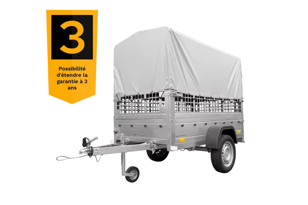 Remorque tôle Garden Trailer 200 KIPP 200x106 cm [avec rehausses grillagées, bâche haute et arceau]