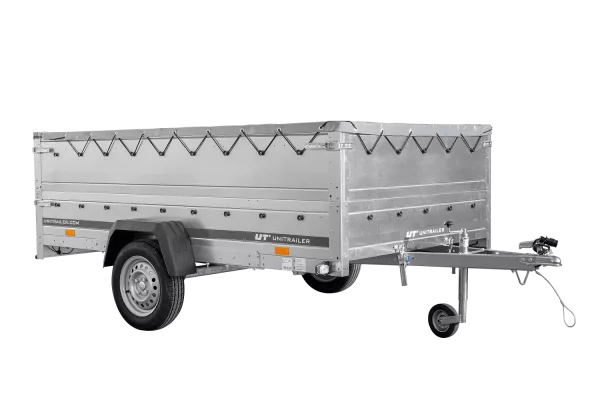 Remorque voiture 264x150 UNITRAILER GARDEN 265 KIPP avec ridelles BIS, cadre H-0 et bâche grise