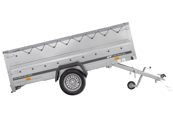 Remorque voiture 264x150 UNITRAILER GARDEN 265 KIPP avec ridelles BIS, cadre H-0 et bâche grise
