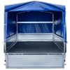 Remorque voiture longue GARDEN TRAILER 264 KIPP avec roue jockey et bâche bleue