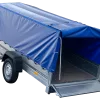 Remorque voiture longue GARDEN TRAILER 264 KIPP avec roue jockey et bâche bleue
