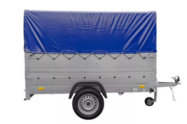 Remorque voiture sans frein 230 x 125 cm Garden Trailer 230 KIPP avec bâche haute, rehausses de ridelles et roue jockey