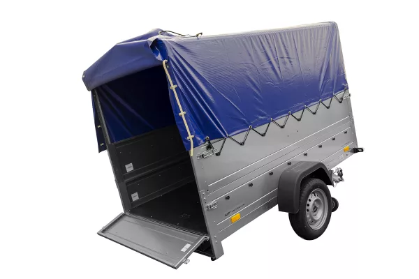 Remorque voiture sans frein 230 x 125 cm Garden Trailer 230 KIPP avec bâche haute, rehausses de ridelles et roue jockey