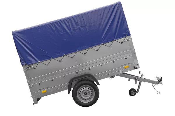 Remorque voiture sans frein 230 x 125 cm Garden Trailer 230 KIPP avec bâche haute, rehausses de ridelles et roue jockey