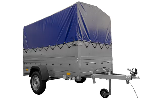 Remorque voiture sans frein 230 x 125 cm Garden Trailer 230 KIPP avec bâche haute, rehausses de ridelles et roue jockey