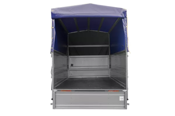 Remorque voiture sans frein 230 x 125 cm Garden Trailer 230 KIPP avec bâche haute, rehausses de ridelles et roue jockey